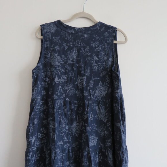 ROSEMARINE ITALY Linen Blend Tiered Floral Print Dress Lagenlook - Size M NWT - Picture 5 of 12